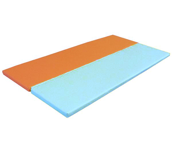 Matelas bicolore pliant simili peau de pche 200 x 100 x 10cm (coloris: bleu clair/orange)(REF 50236)